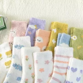 Осень и зима Новые женские носки утолщенные теплые искусственные норковые бархатные сладкие фруктовые женские домашние носки-тапочки носки для сна Average Size