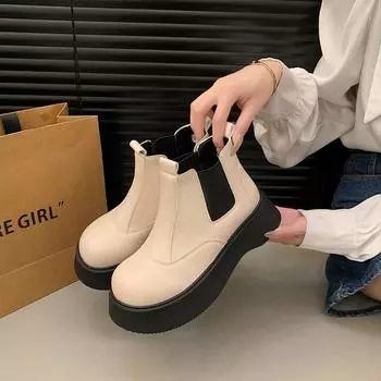 Осень и зима новые женские повседневные модные ботинки Martin на платформе ретро короткие ботинки с большой головой модные классные кожаные туфли в студенческом стиле 35