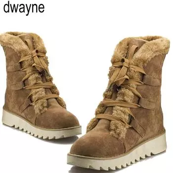 Осень и зима новые зимние ботинки женские теплые нескользящие ботинки среднего размера на шнуровке повседневные туфли на плоской подошве большого размера для женщин 458 35 чёрный