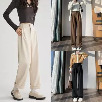 Осень и зима новые зимние утолщенные высокие талии драпированные маленькие узкие прямые брюки бархат M