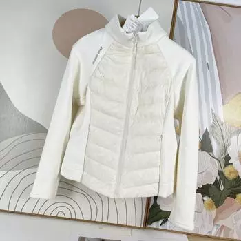 Осень и зима новый белый утиный пух легкий пуховик женский сращивающийся воротник стойка одежда для занятий спортом на открытом воздухе йогой короткая куртка прилив S белый