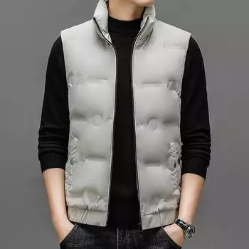 Осень и зима новый белый утиный пуховый жилет мужской терможилет легкий повседневный жилет с воротником-стойкой короткий пуховый жилет L