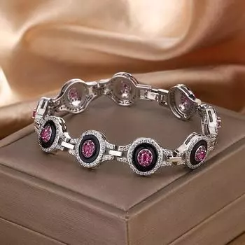 Осень и зима новый браслет ветер циркон рубин мода высокого класса универсальный эмалированный легкий роскошный женский браслет ювелирные изделия белый
