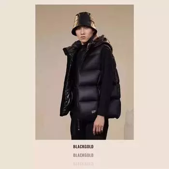 Осень и зима новый черный золотой пуховик жилет мужской и женский одинаковый теплый простой модный белый утиный пуховый жилет прилив S чёрный