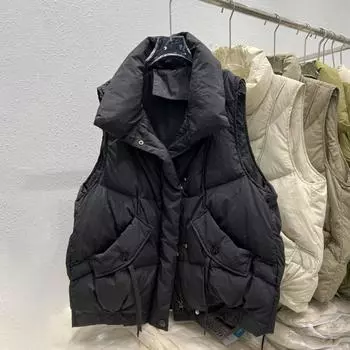 Осень и зима новый европейский пуховик жилет женский свободный утолщенный белый утиный пух короткий корейский жилет жилет жилет жилет прилив S recommends within 60 kg