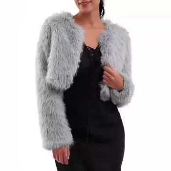 Осень и зима новый искусственный мех пальто длинный рукав без воротника женское пальто топ мех большой размер S белый