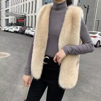 Осень и зима новый искусственный меховой жилет женский короткий норковый бархатный жилет жилет жилет жилет S белый