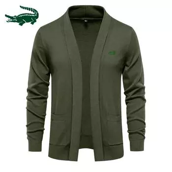 Осень и зима, новый кардиган европейского размера, мужской свитер, деловой свитер высокого качества, трикотаж, мужской топ S серый