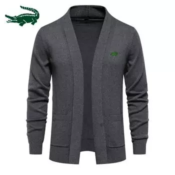 Осень и зима, новый кардиган европейского размера, мужской свитер, деловой свитер высокого качества, трикотаж, мужской топ S серый