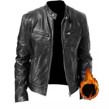 Осень и зима новый кардиган на молнии карманы, искусственная кожа маленький воротник байкерская куртка пальто мужское пальто S хаки