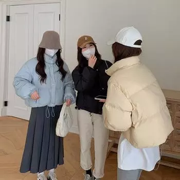 осень и зима новый корейский короткий Тондэмун маленький оригинальный хлеб одежда женская стойка воротник хлопковая подкладка одежда прилив S бежевый