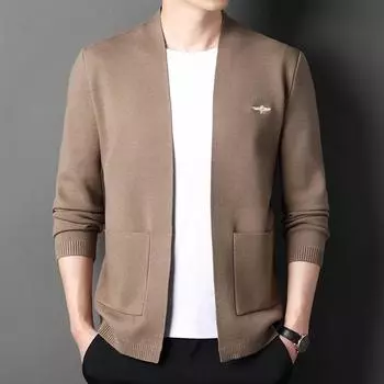 Осень и зима новый корейский вышитый свитер кардиган куртка для мужчин носить длинный рукав мужской свитер M