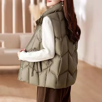 Осень и зима новый короткий пуховик женский жилет из высококачественного белого утиного пуха жилет куртка прилив S покинуть белый