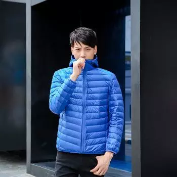 Осень и зима новый легкий пуховик мужской с капюшоном и воротником-стойкой короткий ультра легкий супер тонкий большой размер молодежный порт M