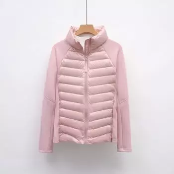 Осень и зима новый легкий пуховик женский сращивающийся воротник стойка для спорта на открытом воздухе тонкий топ для йоги фитнеса S чёрный