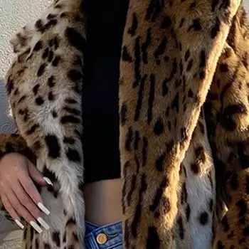 Осень и зима новый леопардовый принт искусственный мех пальто женский новый костюм воротник шуба длинная S леопардовый