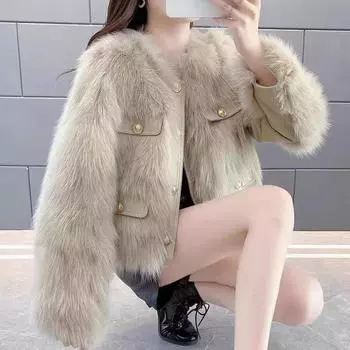 Осень и зима новый маленький аромат шуба женская меховая мода темперамент короткий маленький мужской универсальный мех S size within 50 kg