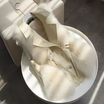 Осень и зима новый меховой жилет женский короткий сращивающийся искусственный меховой жилет лисы приталенный меховой жилет S 85-52.5kg