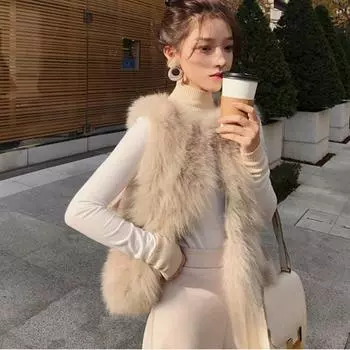 Осень и зима новый меховой жилет женский утолщенный плюшевый бархатный пиджак топы S