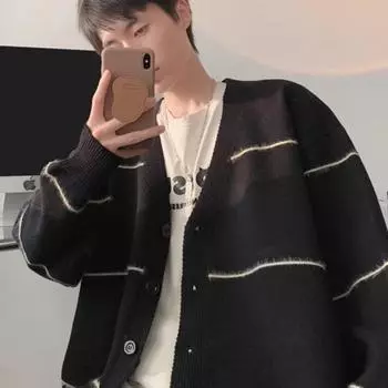 Осень и зима новый модный бренд универсальный парный кардиган свитер ленивый стиль мужской олень плюшевый легкий роскошный вязаный свитер M