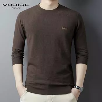 Осень и зима, новый мужской свитер с круглым вырезом, тонкий свитер, мужская повседневная мужская рубашка с длинными рукавами, нижняя рубашка, топ 165 чёрный