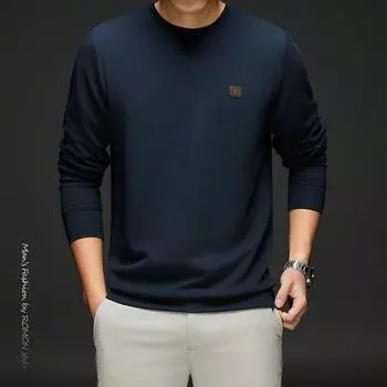 Осень и зима, новый мужской трикотаж, универсальный свитер с круглым вырезом, мужские теплые лонг-джоны, верхняя рубашка, мужской топ M