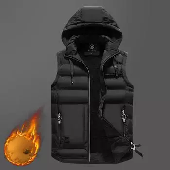 Осень и зима новый мужской жилет мужской съемный жилет для шляпы мужской модный повседневный мужской жилет из хлопка 4XL чёрный