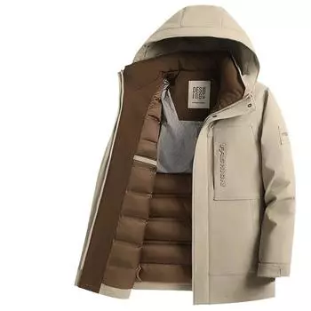 Осень и зима Новый национальный стандарт с капюшоном на утином пуху теплая утолщенная молодежная куртка для отдыха на открытом воздухе в холодную погоду 170 чёрный