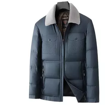 Осень и зима Новый национальный стандарт белый утиный пух теплая утолщенная разгрузочная шерстяная куртка с воротником для молодежи холодная 170 чёрный