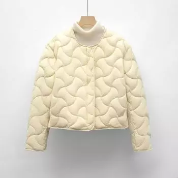 Осень и зима новый национальный стандарт 90 флис новый свободный минималистский легкий круглый вырез пуховик короткая куртка S чёрный