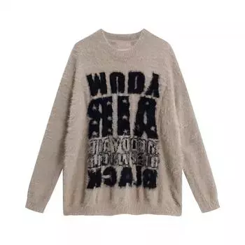 Осень и зима Новый нишевый ленивый стиль Мягкий клейкий свитер Ретро свободный повседневный пуловер Вязаный свитер Главный тренд M жёлтый