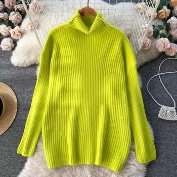 Осень и зима: новый однотонный кардиган с высоким воротником Senior Sense внутри тонкого вязаного свитера