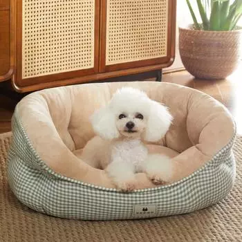 Осень и зима, новый питомник, четыре сезона, универсальный клетчатый цветной блок, Тедди, кровать для маленькой собаки, диван, кошачье гнездо, аксессуары для домашних животных M-53x43x20cm