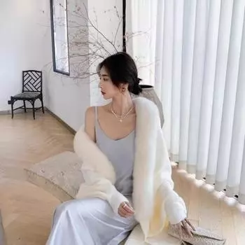 Осень и зима новый платок классический однотонный кисточка внешний шарф плащ свитер one size белый