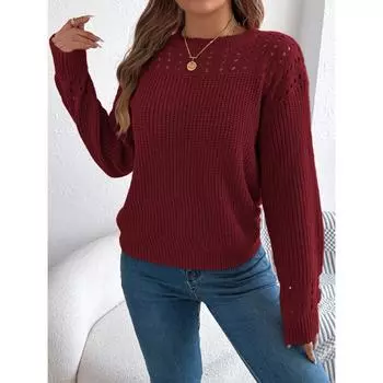 Осень и зима новый повседневный круглый вырез с длинными рукавами пуловер свитер для женщин S белый