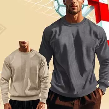 Осень и зима новый повседневный свитшот модный стиль вельветовый стежок жаккард круглый вырез мужские спортивные прямые свитшоты S белый
