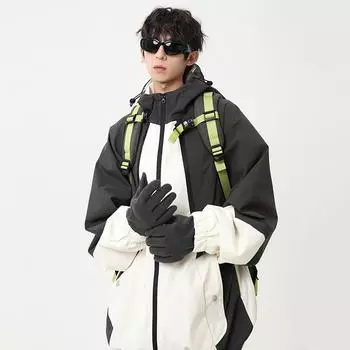 Осень и зима новый повседневный тренд модная куртка парное пальто с капюшоном несъемная куртка с капюшоном S темно-серого