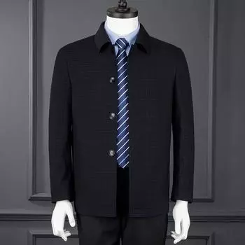 Осень и зима новый пожилой пиджак с пуговицами на лацканах деловой повседневный мужской пиджак темная клетчатая куртка мужская одежда 170