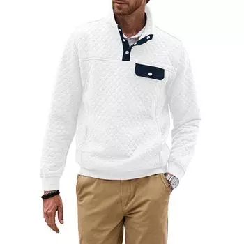 Осень и Зима новый простой повседневный тренд свободный мелкая клетка с длинным рукавом воротник-стойка спортивный топ мужской S