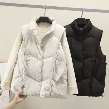 Осень и зима новый пуховик хлопковый короткий утолщенный теплый хлеб куртка жилет прилив снаружи с нишевой европейской жилеткой M