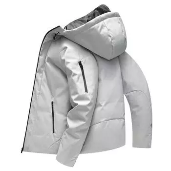 Осень и зима новый пуховик мужской модный теплый пуховик с пухом M чёрный