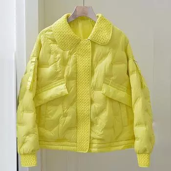 Осень и зима новый пуховик Xiaoxiang женский белый утиный пух спрессованный клеевой воротник кукольный свободный и легкий теплый модный пальто прилив S розовый