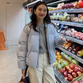 Осень и зима новый пуховик женская бейсбольная куртка короткая белая утиная пуховая куртка маленькая куртка прилив S90-60kg оранжевый