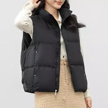 Осень и зима новый пуховик жилет женский короткий воротник-стойка жилет с корейской версией жилет жилет куртка прилив One size fits all (40kg-75kg recommended) белый