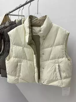 Осень и зима новый пуховик жилет женский короткий модный универсальный свободный повседневный белый пуховик прилив average size, recommended within 75kg