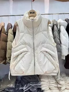 Осень и зима новый пуховый жилет женский короткий модный свободный жилет воротник-стойка короткое пальто S