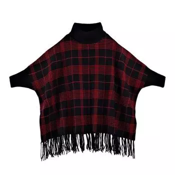 Осень и зима Новый пуловер с высоким воротом, накидка, шаль, длинный вязаный свитер с рукавами «летучая мышь», женская клетчатая куртка от прямых продаж с фабрики One size