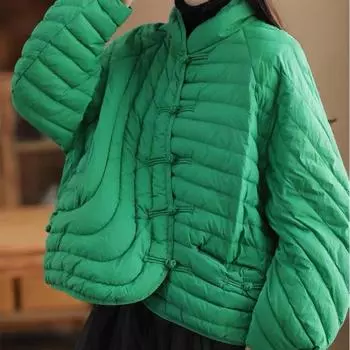 Осень и зима, новый ретро-стиль, диагональная планка, пряжка, пуховик, женская, легкая и тонкая, стеганая, линия 90, белая, теплая куртка на утином пуху S красный