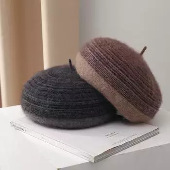 Осень и зима новый ретро универсальный модный теплый шерстяной берет из кроличьей шерсти показывает маленькое лицо