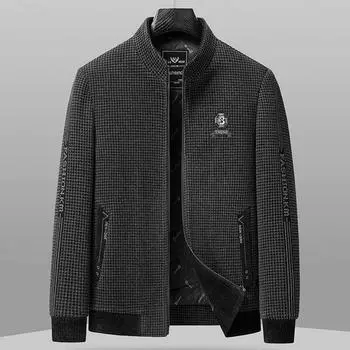 Осень и зима Новый стиль хлопчатобумажная подбитая красивая мужская повседневная куртка с воротником-стойкой Куртка для мужчин среднего возраста Куртка для папы M